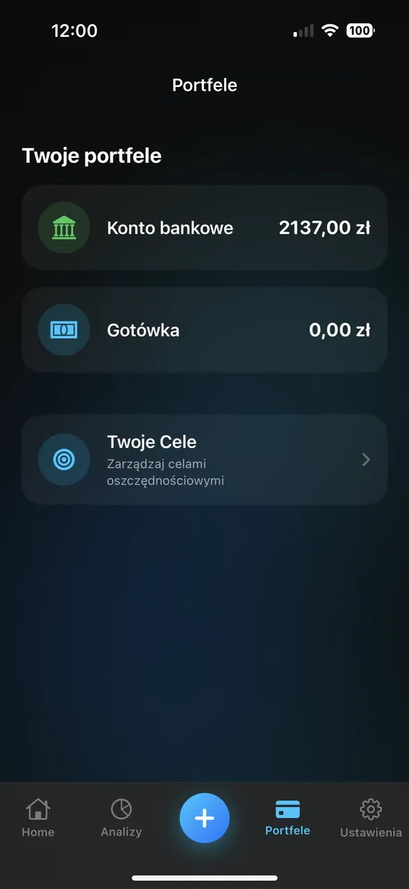 Ekran zarządzania portfelami